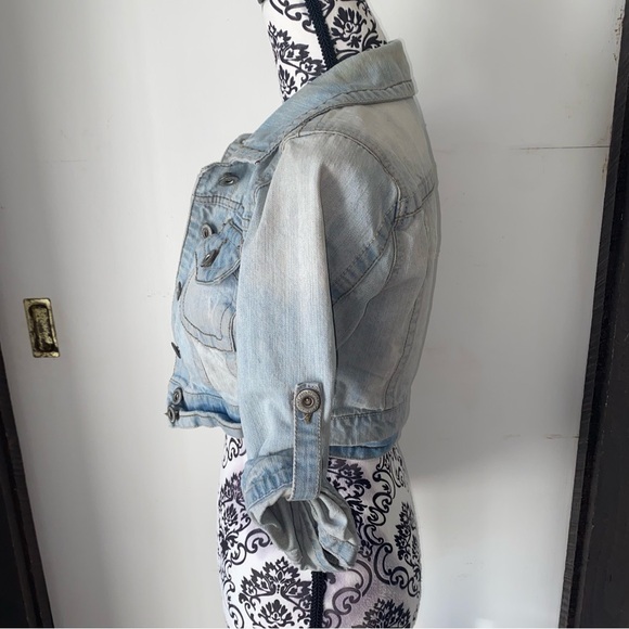 Highway Jeans Size Small Light Blue Distressed Cropped Jean Jacket - Picture 7 of 13